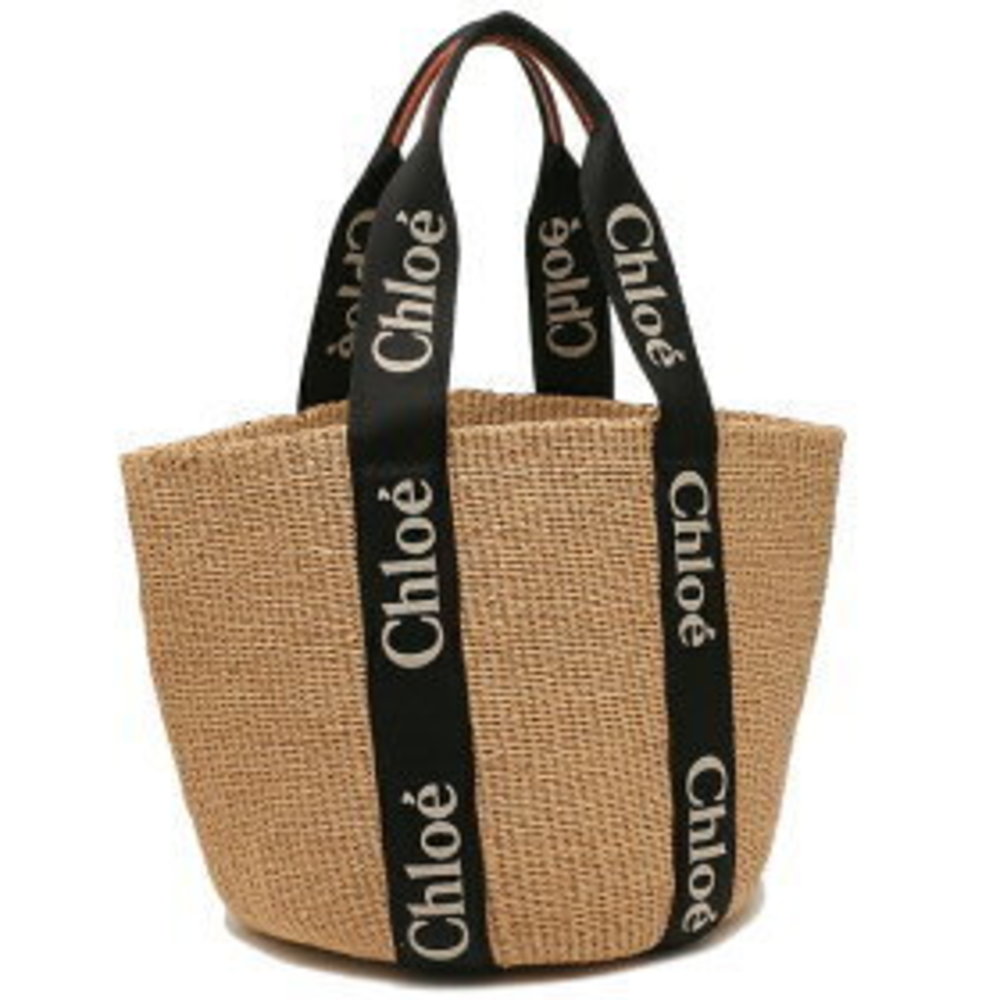 Chloe Tote Bag Woody Black Beige - Picture 1 of 8